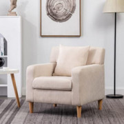 ALIMORDEN Modern Cotton Fabric Club Chair with Pillow, Accent Sofa Side Single Padded Armchair with Wooden Frame, Retro Uphol