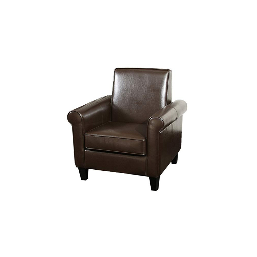 Christopher Knight Home Freemont Leather Club Chair, Chocolate Brown