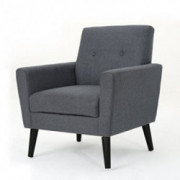 Christopher Knight Home Sienna Mid-Century Modern Fabric Club Chair, Dark Grey