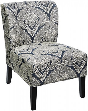 Signature Design by Ashley Honnally Modern Medallion Pattern Accent Chair, Blue & Ivory