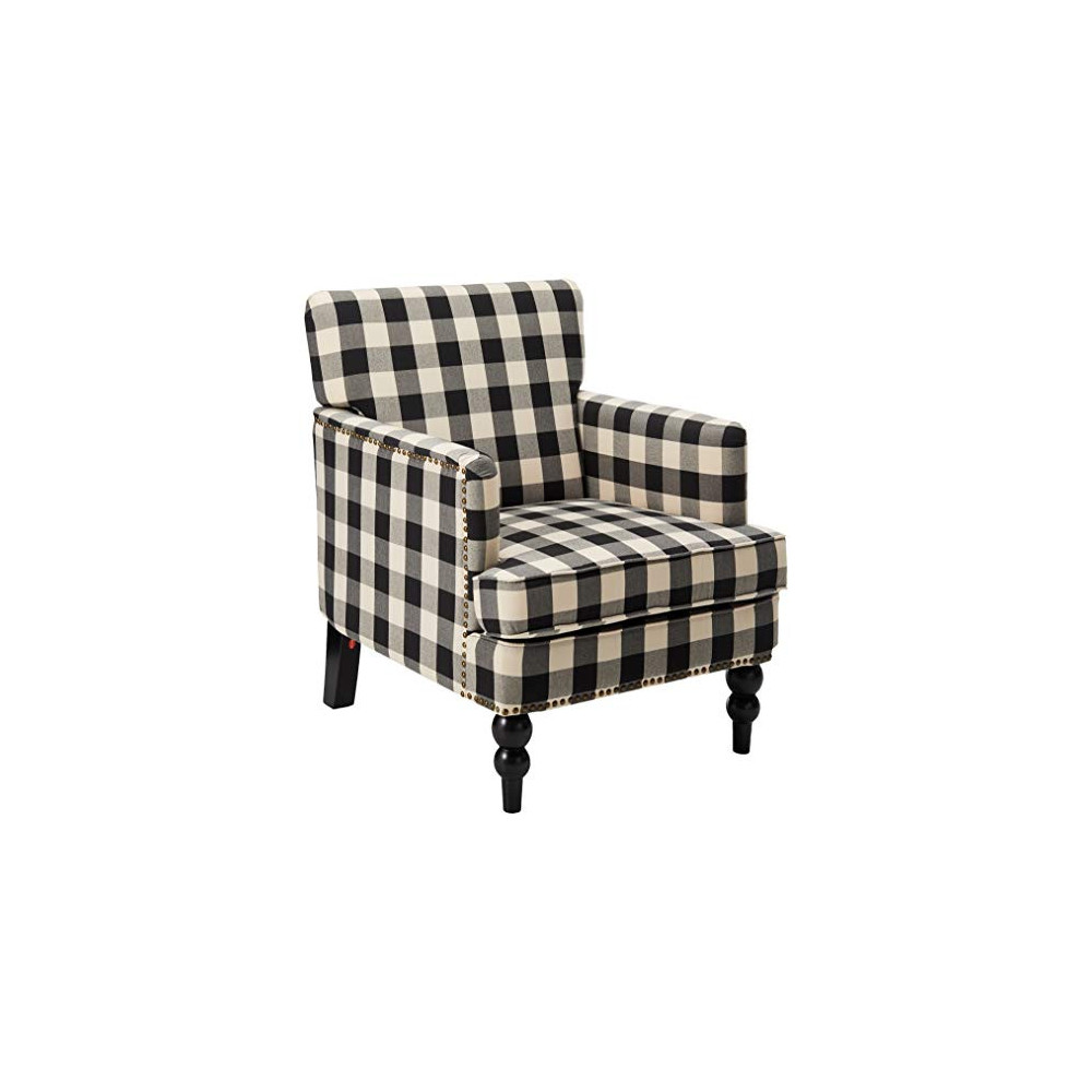 Christopher Knight Home Evete Tufted Fabric Club Chair, Black Checkerboard