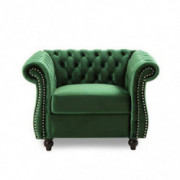 Leila Chesterfield Velvet Club Chair, Emerald