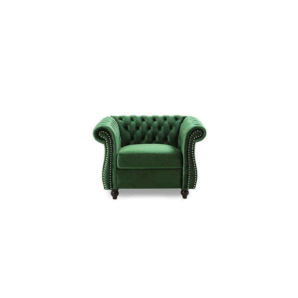 Leila Chesterfield Velvet Club Chair, Emerald