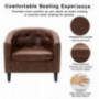 Modern Accent Barrel Chair, Button Tufted Armchair with Nail Head, Tub Rivet Lounge Chair with Wood Legs, Faux PU Leather Clu