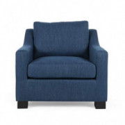 Christopher Knight Home Wesley Contemporary Fabric Club Chair, Navy Blue, Dark Brown