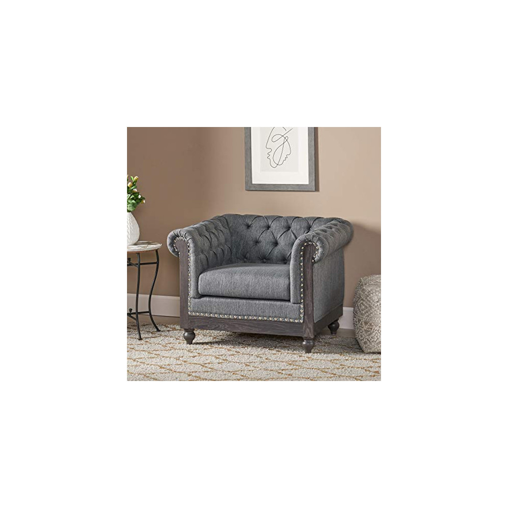Christopher Knight Home Castalia Club Chair, Charcoal + Black