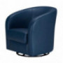 CHITA Swivel Accent Armchair, Faux Leather Living Room Club Chair with Metal Base, Dark Blue