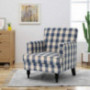 Christopher Knight Home Evete Tufted Fabric Club Chair, Blue Checkerboard, Dark Brown