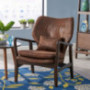 Christopher Knight Home Haddie Mid Century Modern Fabric Club Chair, Brown and Dark Espresso