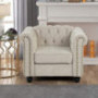 Morden Fort Chesterfield Chair for Living Room Furniture Sets, Linen Fabric, Accent Tufted Chairs for Living Room, Linen Beig