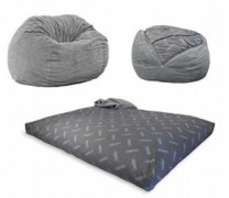 CordaRoys Chenille Bean Bag Chair, Convertible Chair Folds from Bean Bag to Bed, As Seen on Shark Tank, Charcoal - Full Size