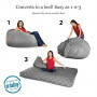 CordaRoys Chenille Bean Bag Chair, Convertible Chair Folds from Bean Bag to Bed, As Seen on Shark Tank, Charcoal - Full Size