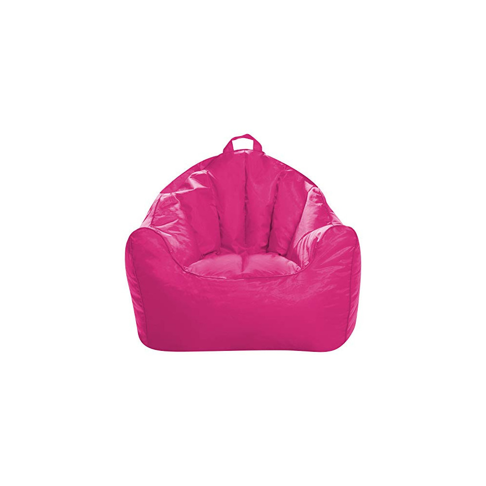 Posh Creations Structured Comfy Bean Bag Chair for Gaming, Reading, and Watching TV, Malibu Lounge, Soft Nylon-Pink