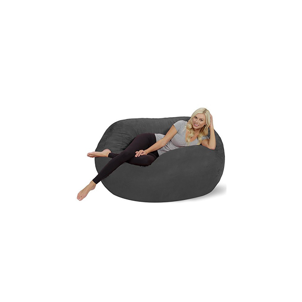 Chill Sack Bean Bag Chair: Huge 5 Memory Foam Furniture Bag and Large Lounger - Big Sofa with Soft Micro Fiber Cover - Charc