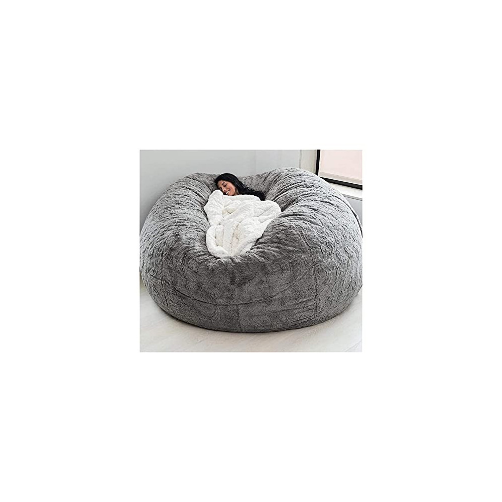 EKWQ 7FT Bean Bag Chair Cover,  it was only a Cover, not a Full Bean Bag  Living Room Furniture Big Round Soft Fluffy Faux Fu