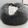7ft Giant Fur Bean Bag Chair for Adult Living Room Furniture Big Round Soft Fluffy Faux Fur BeanBag Lazy Sofa Bed Cover  Grey