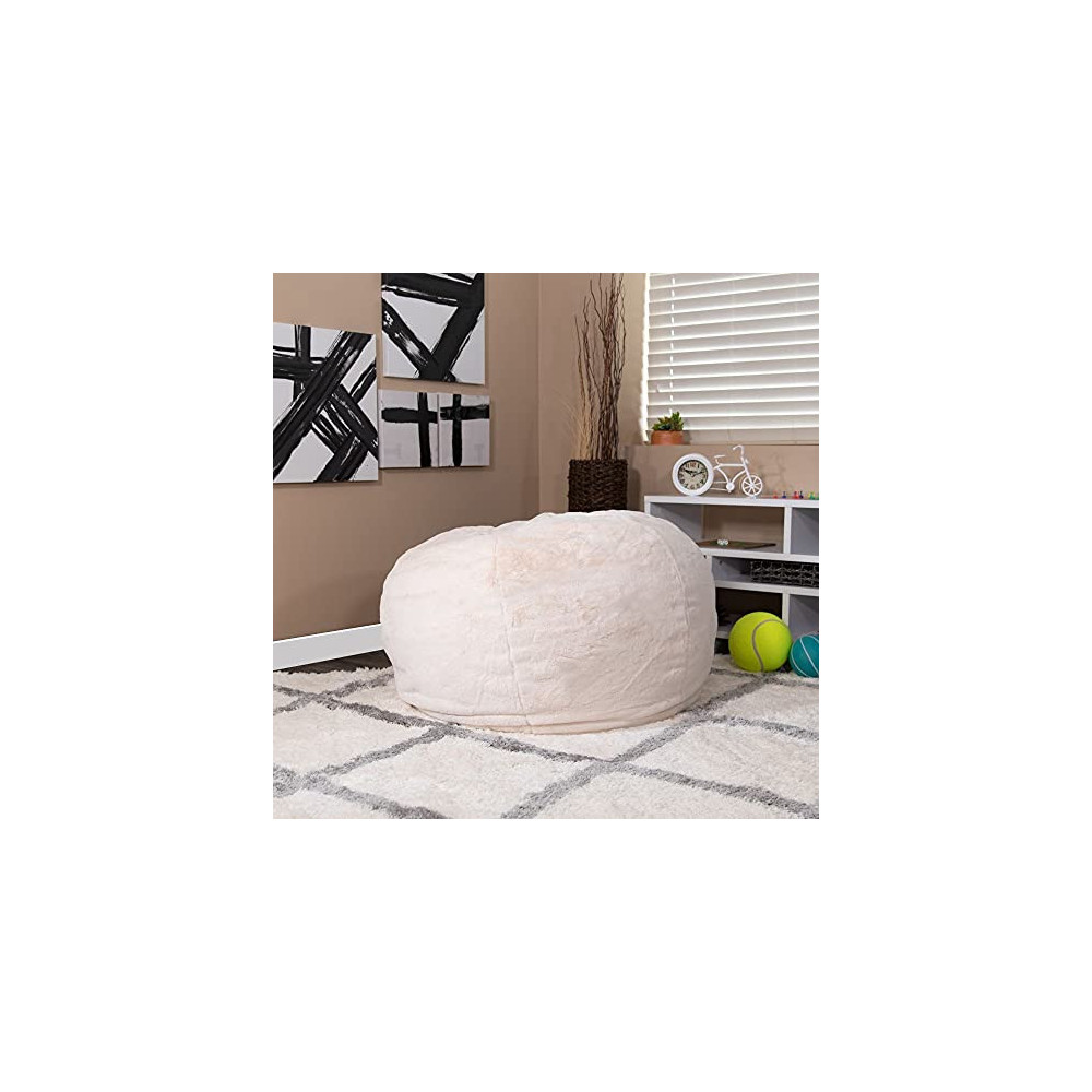 Flash Furniture Oversized White Furry Bean Bag Chair for Kids and Adults