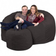 ULTIMATE SACK 6000 Bean Bag Chair w/Footstool: Giant Foam-Filled Furniture - Machine Washable Covers, Double Stitched Seams, 