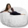 Chill Sack Chair: Giant 4 Memory Foam Furniture Bean Bag Big Sofa with Soft Cover, 4 Foot, Plush Faux Fur - White
