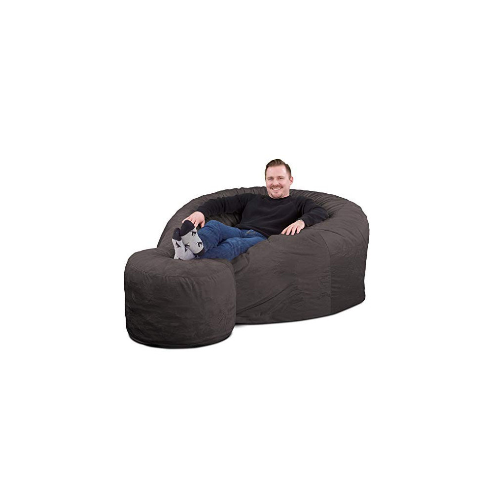 Ultimate Sack Bean Bag Chair w/Foot Stool in Multiple Sizes and Colors: Giant Foam-Filled Furniture - Machine Washable Covers