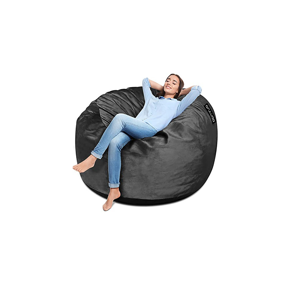 ANUWAA Bean Bag Chair, 4 Foot Memory Foam Bean Bag for Adults, Big Sofa with Fluffy Removable Microfiber Cover, Furnitures fo