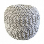 NOORI Home - 100% Handmade & Handcrafted Premium Cotton Round Knitted Cable Style Pouf Foot Stool Ottoman Bean Bag Floor Chai