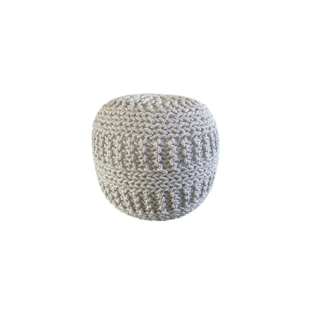 NOORI Home - 100% Handmade & Handcrafted Premium Cotton Round Knitted Cable Style Pouf Foot Stool Ottoman Bean Bag Floor Chai
