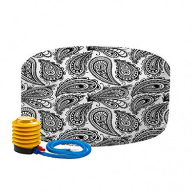 Inflatable Stool Pouf Indoor Outdoor Ottomans for Patio Seamless Black and White Paisley Ornament Stock Illustration Foot Res