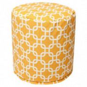 Majestic Home Goods Yellow Links Indoor/Outdoor Bean Bag Ottoman Pouf 16" L x 16" W x 17" H