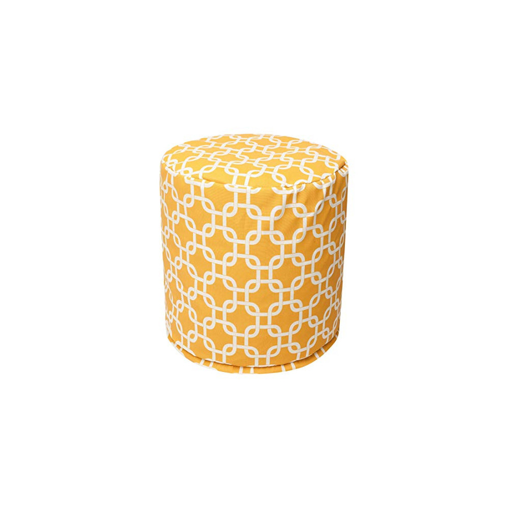 Majestic Home Goods Yellow Links Indoor/Outdoor Bean Bag Ottoman Pouf 16" L x 16" W x 17" H