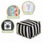 Majestic Home Goods Vertical Stripe-Black ottoman, pouf, cube, Large,