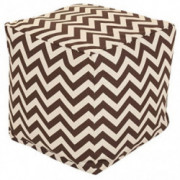 Majestic Home Goods Chocolate Chevron Indoor/Outdoor Bean Bag Ottoman Pouf Cube 17" L x 17" W x 17" H