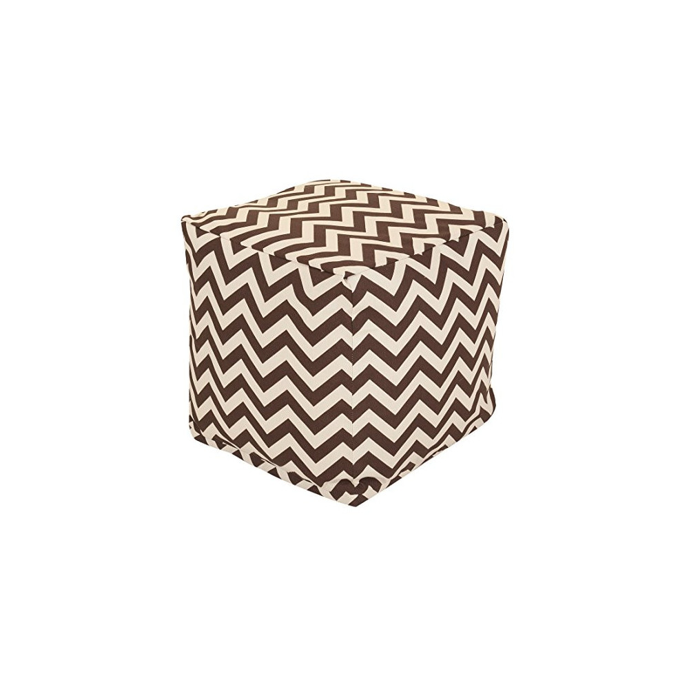 Majestic Home Goods Chocolate Chevron Indoor/Outdoor Bean Bag Ottoman Pouf Cube 17" L x 17" W x 17" H