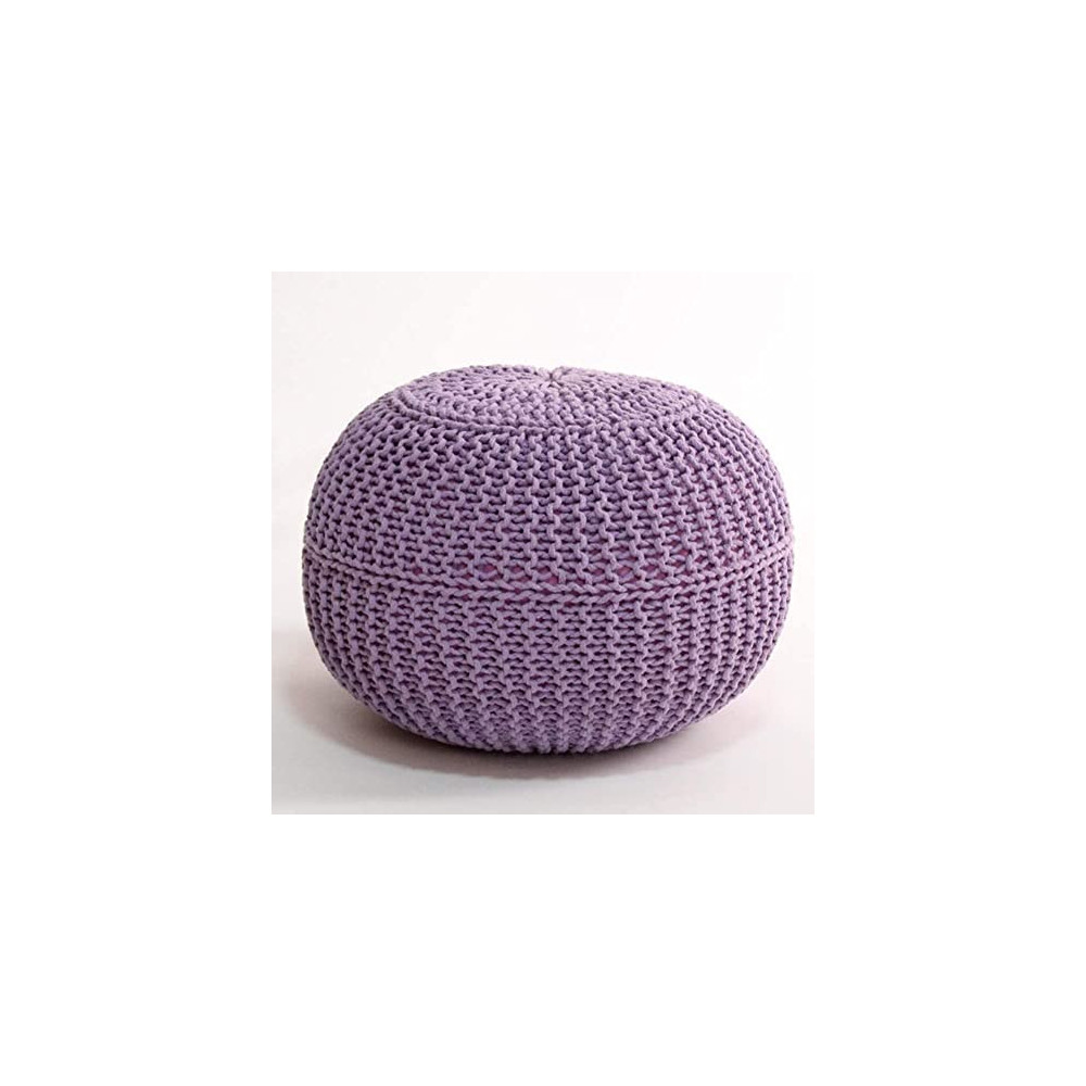 Storage Stool Round Pouf Foot Stool Ottoman Knit Bean Bag Floor Chair Cotton Braided Cord Great for The Living Room, Bedroom 