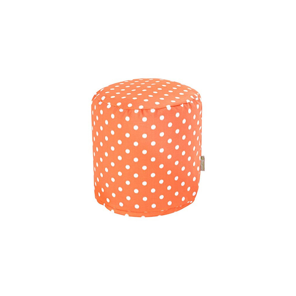 Majestic Home Goods Orange Ikat Dot Indoor/Outdoor Bean Bag Ottoman Pouf 16" L x 16" W x 17" H