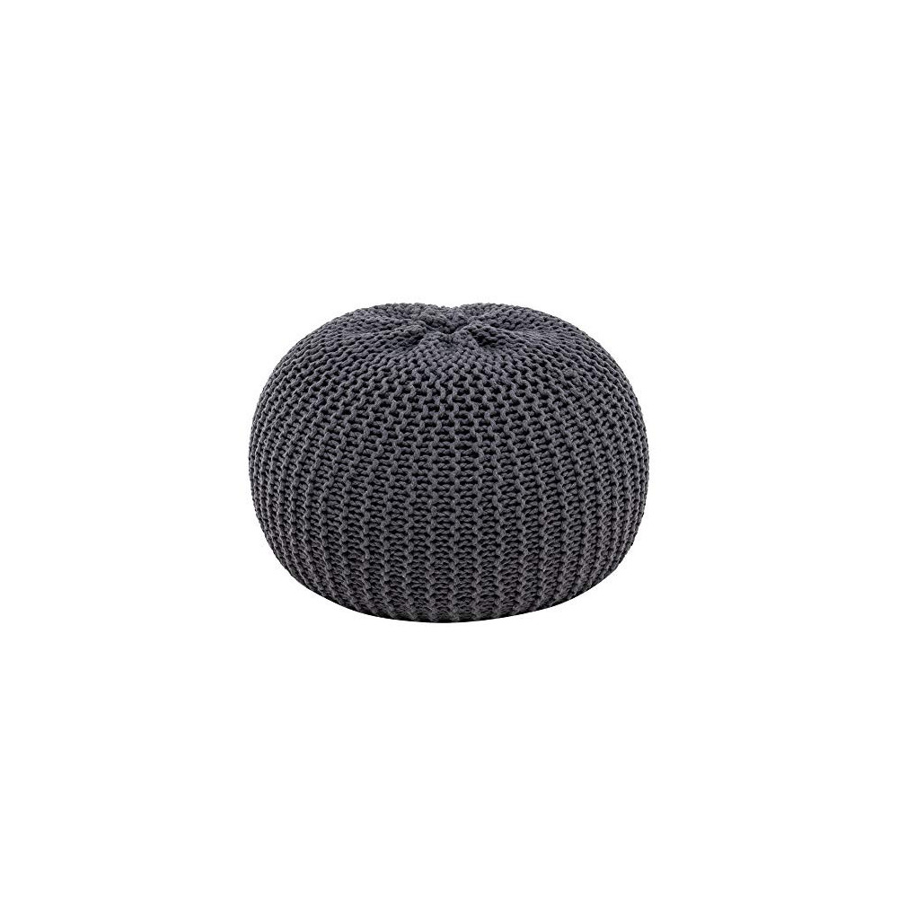 Lovinland Round Pouf Hand-Woven Sofa Footstool,Knit Bean Bag Floor Chair for The Living Room, Bedroom and Kids Room - Small F