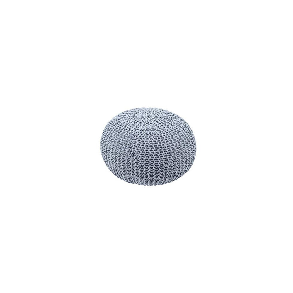 NO/BRAND Round Knitted Pouf, Knit Bean Bag Floor Chair, Home Decorative Seat for Living Room, Bedroom, Kids Room  Gray 