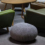 NO/BRAND Round Knitted Pouf, Knit Bean Bag Floor Chair, Home Decorative Seat for Living Room, Bedroom, Kids Room  Gray 