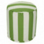 Majestic Home Goods Sage Vertical Stripe Indoor/Outdoor Bean Bag Ottoman Pouf 16" L x 16" W x 17" H