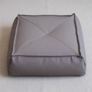 Pouf OttomanPouf Cover Light Grey Tatami Mat PU Leather Footstool - Bean Bag Floor Chair - Ergonomic Design for Hours of Rela