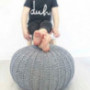 ZXXY Round Knitted Footstool Chunky Hand Woven Bean Bag Pouf Foot Stool Living Room Bedroom Cushion Seat Lazy Sofa  50X30cm  