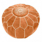 Marrakesh Gallery Moroccan Pouf Cover - Round & Large Ottoman Leather Cover Pouf - Bohemian Living Room Decor - Hassock & Ott