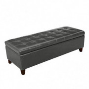 Homebeez Faux Leather Storage Ottoman Bench Tufted Rectangular Foot Rest Stool, 51"  Gray 