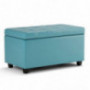 SIMPLIHOME Cosmopolitan 34 inch Wide Rectangle Lift Top Storage Ottoman in Upholstered Soft Blue Tufted Faux Leather, Footres