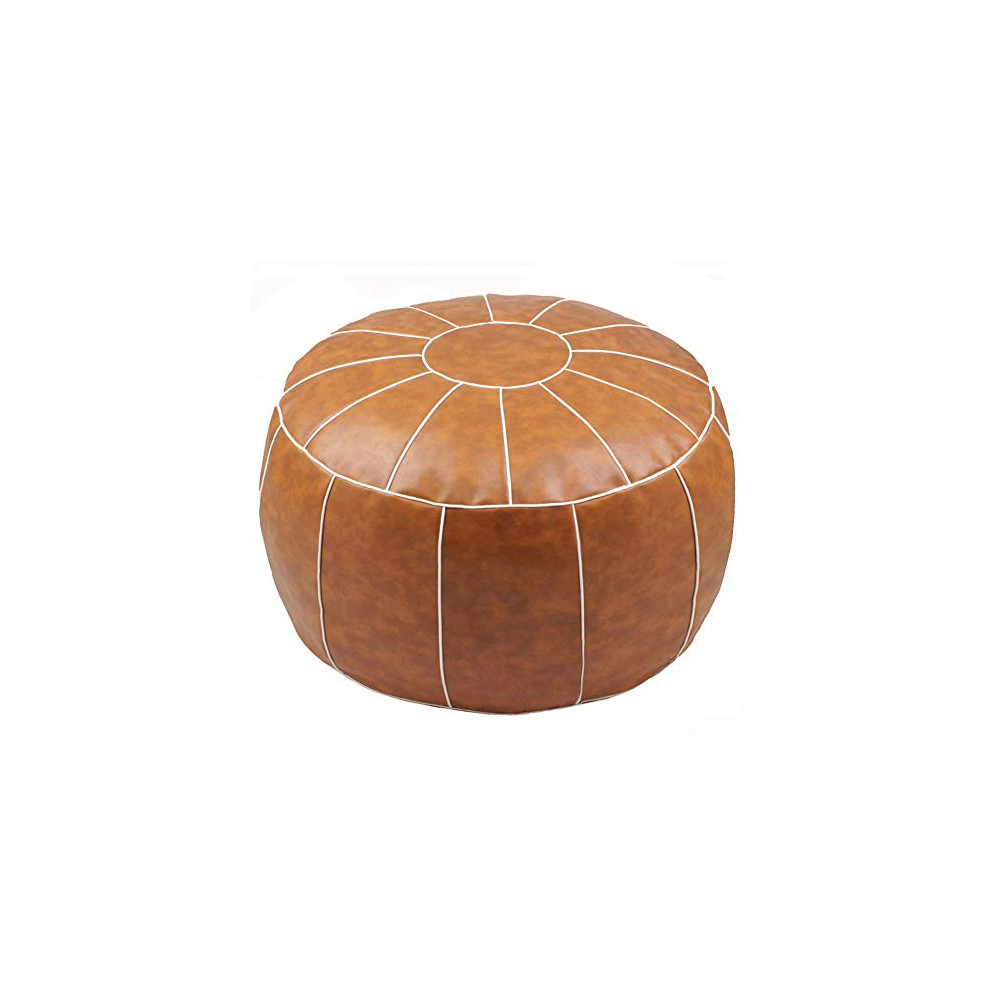 ZEFEN Decorative Pouf Foot Stool Round Unstuffed Leather Ottoman Cushion Storage seat or for Resting Your Feet on , Floor Cha