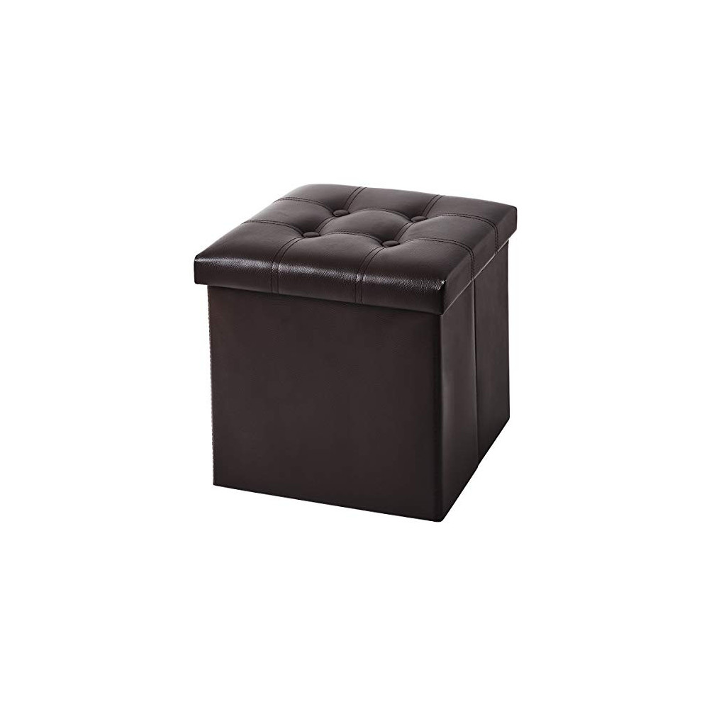 YOUDENOVA 15 inches Folding Storage Ottoman, Cube Storage Boxes Footrest Stool, Small Ottomans with Foam Padded Seat, Support