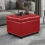Joveco Storage Ottoman Stylish Rectangular Leather PU Bench Footrest  Red 