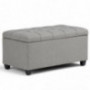 SIMPLIHOME Sienna 34 inch Wide Rectangle Lift Top Storage Ottoman Bench in Dove Grey Tufted Linen Look Fabric, Footrest Stool