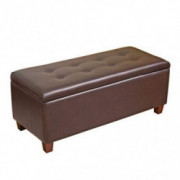 HomePop Large Leatherette Rectangular Storage Bench with Hinged Lid, Chocolate Brown