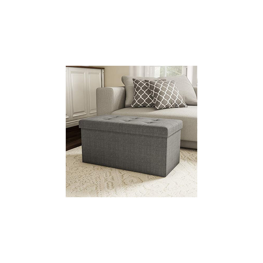 Lavish Home Storage Bench Ottoman Large Folding Tufted Foot Rest Organizer with Removable Bin for Home, Bedroom, or Living Ro